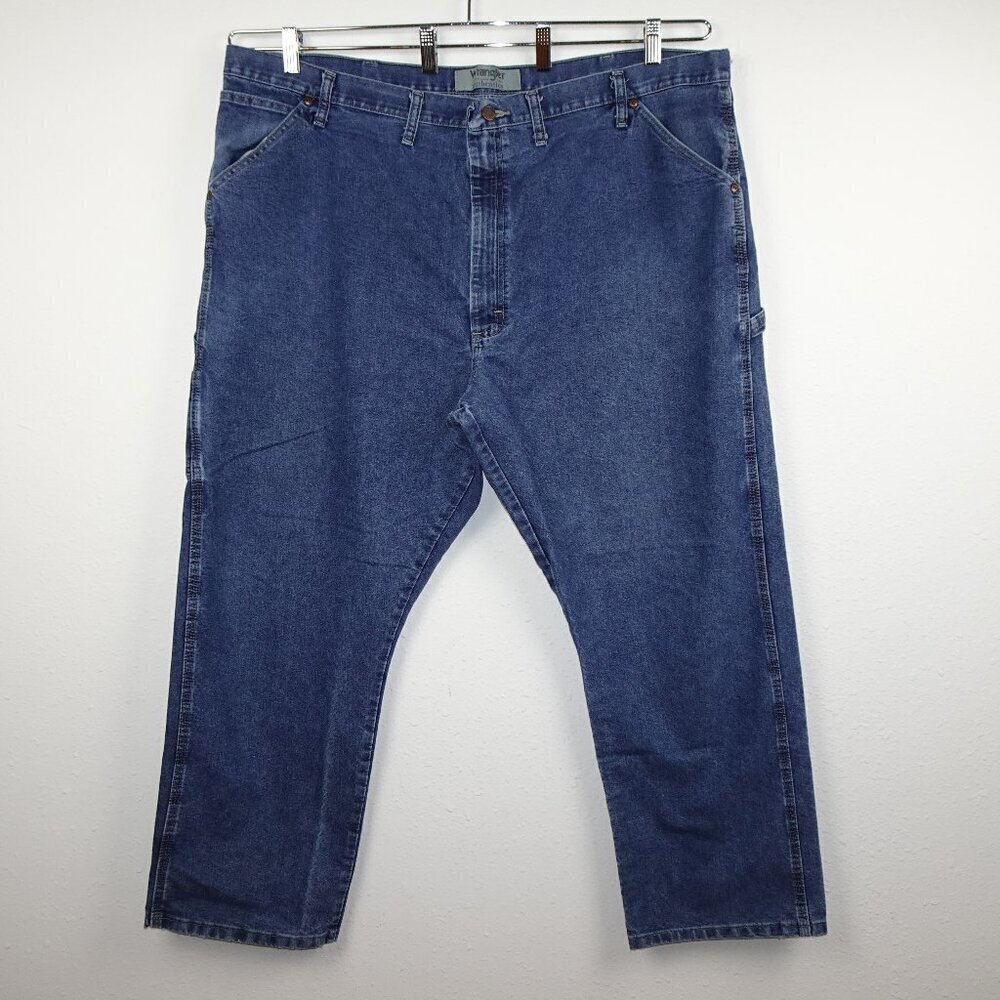 Wrangler Carpenter Jeans Men's Size 46x30 Blue Denim Work Wear Pockets